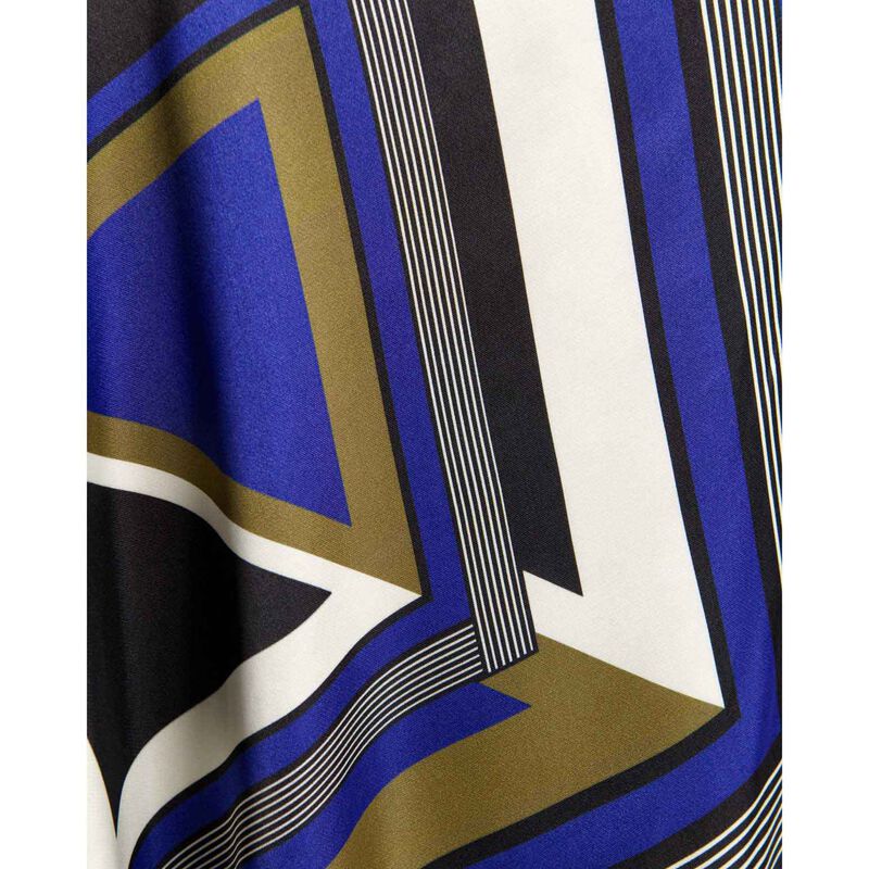 Cue Cobalt Tile Draped Neck Asymmetric Dress image number 2